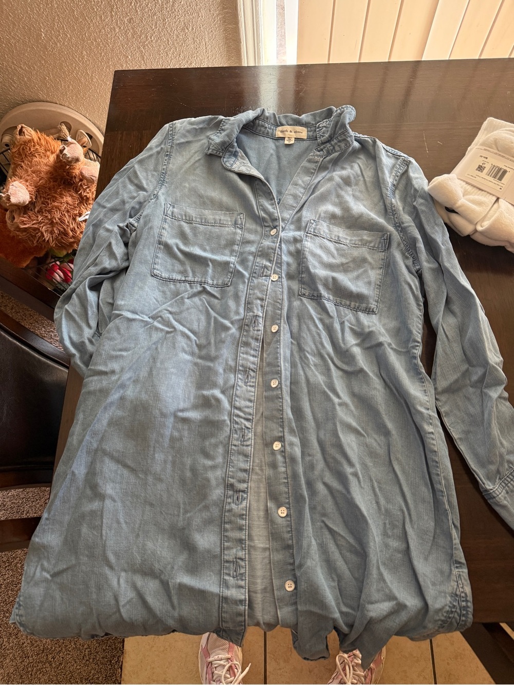 cloth & stone Light Blue Denim Button-Down Shirt Dress
